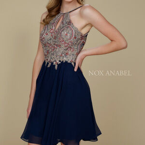 Halter Neckline Navy Mini Dress NX6324